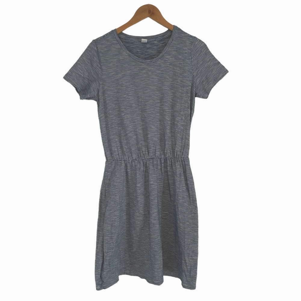 Old Navy Pullover Short Sleeve Mini Dress Blue White Thin Stripe‎ Size M